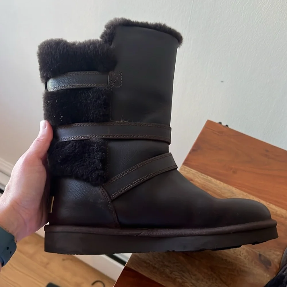Women's Black Faux Shearling Buckle Boots